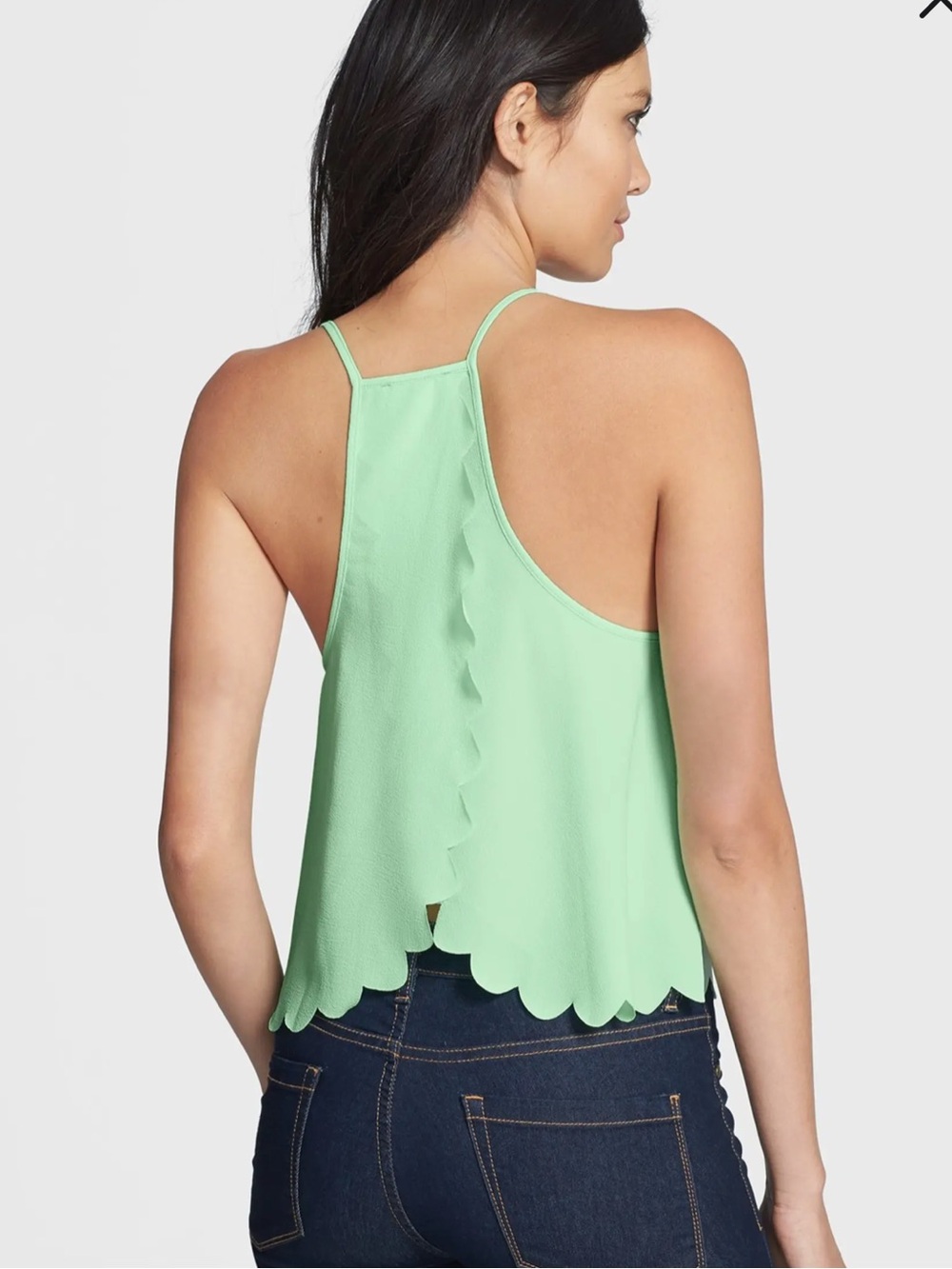 ASTR Mint Green Scalloped draped back Racerback Cami Tank Top Size S - Picture 2 of 9